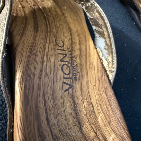 Vionic Brown Sandals with Gold Accents - Picture 5 of 8